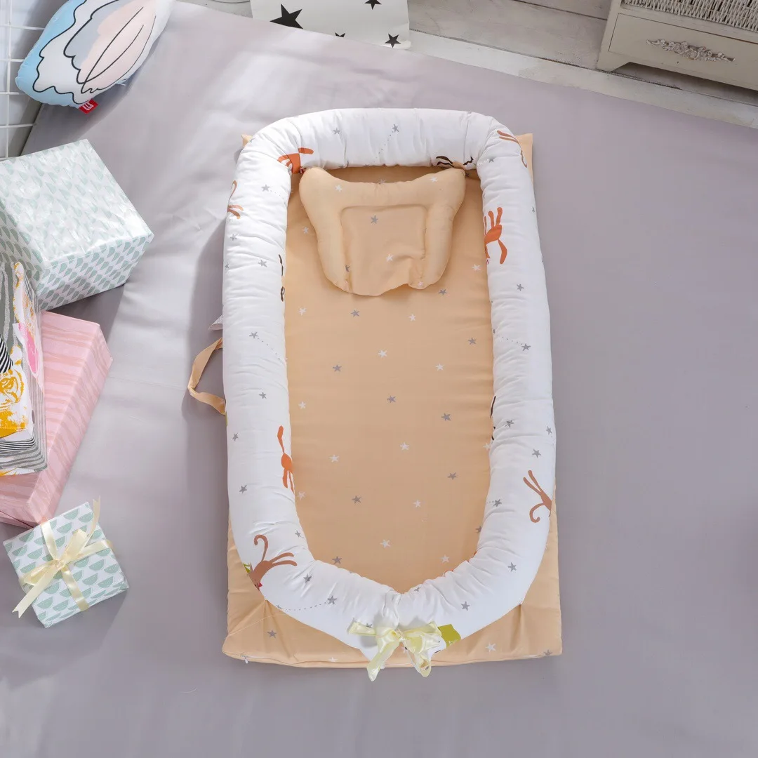 Портативная кровать для кроватки с героями мультфильмов, съемное и моющееся одеяло, бионическая кровать для новорожденных