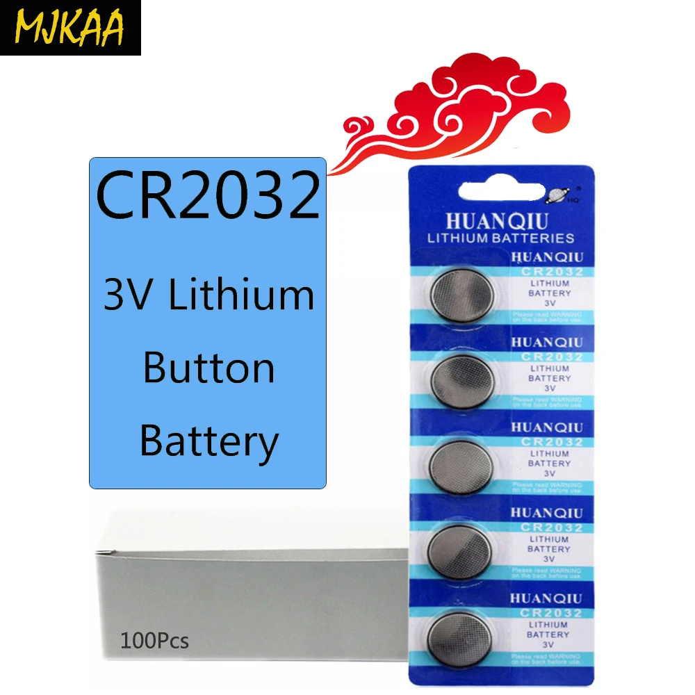 

100Pcs=20Card CR2032 3V Lithium Button Battery BR2032 DL2032 ECR2032 Cell Coin Batteries Promotion Watch Computer LED Electronic