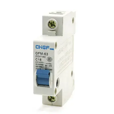 

35mm DIN Rail 4500A Overloaded Short Circuit Breaker Single Pole 16A