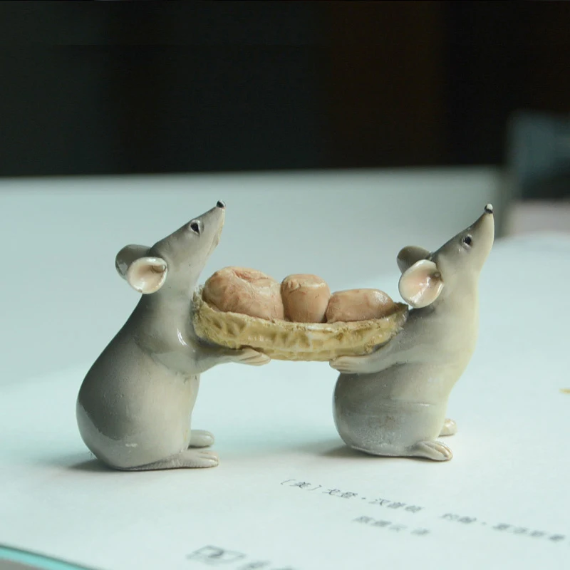Mini Cute Resin Craft Mouse Mice Rat Cartoon Fairy Garden Miniatures Terrarium Decoration Tabletop Decoration Woondecoratie Casa