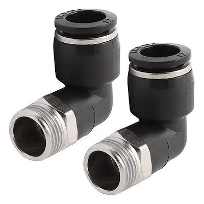 

3/8" PT Thread to 12mm Right Angle Quick Adapter Elbow One Touch Connector 2 Pcs