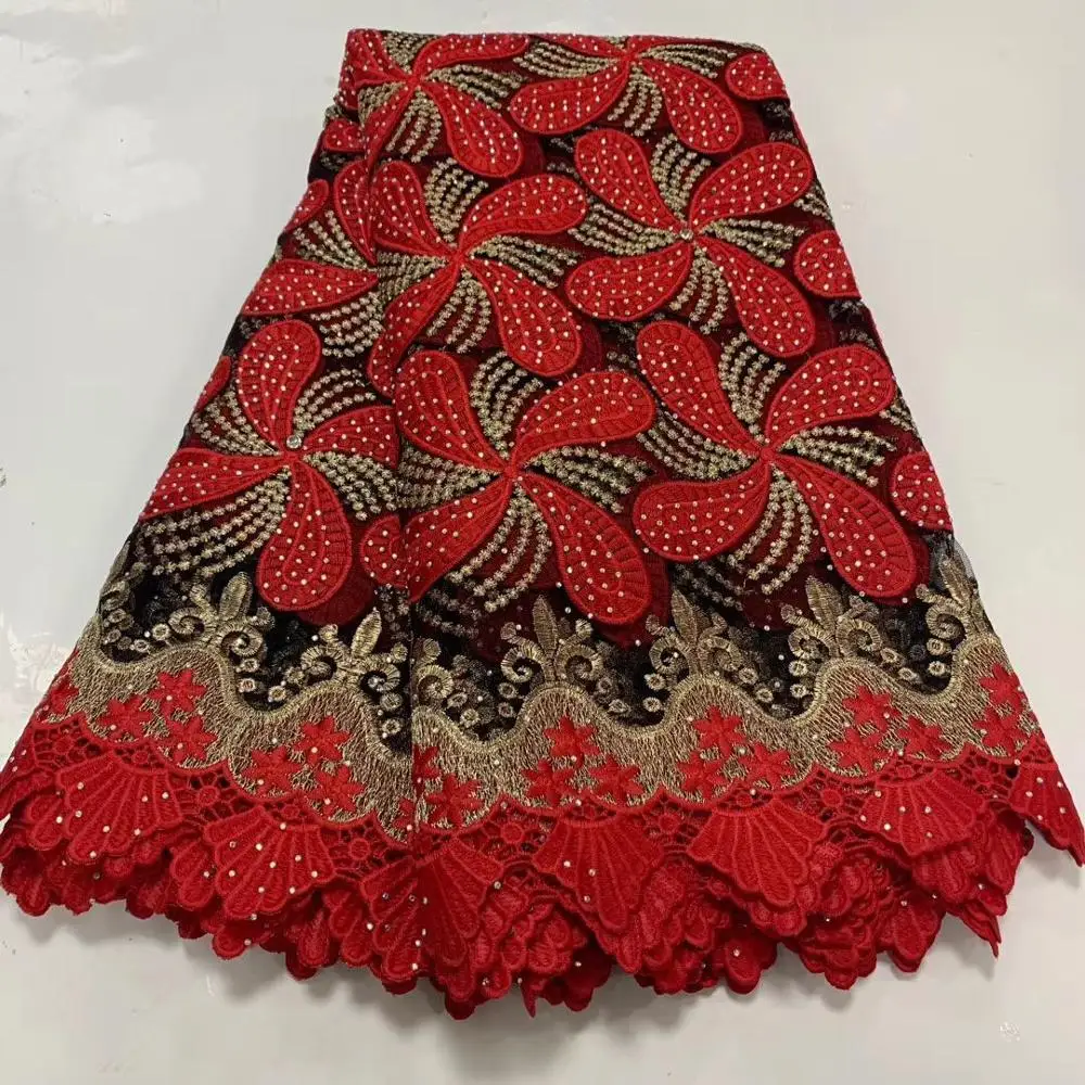 Nigerian Lace Fabric 2020 High Quality Materials African Fabrics Tulle French with Stones for Dress 5 Yards | Аксессуары для