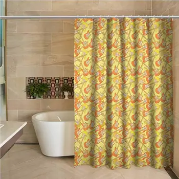 

Guitar Precision Custom Shower Curtain Drawing Artwork of Stringed Instruments with Fretboards Teenage Fun Entertainment Modern
