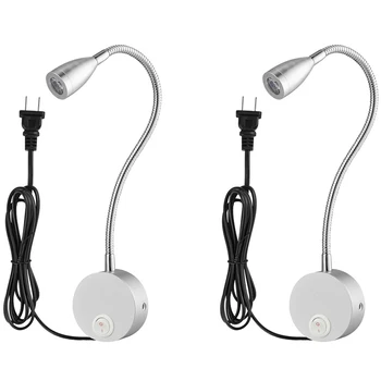 

Reading Lamp, LED Bed Lights Wall-Mounted Beside Lamps with Aluminum Night Lighting Plug Wired Sconce Lamp, 200LM / 3000K / 3W /