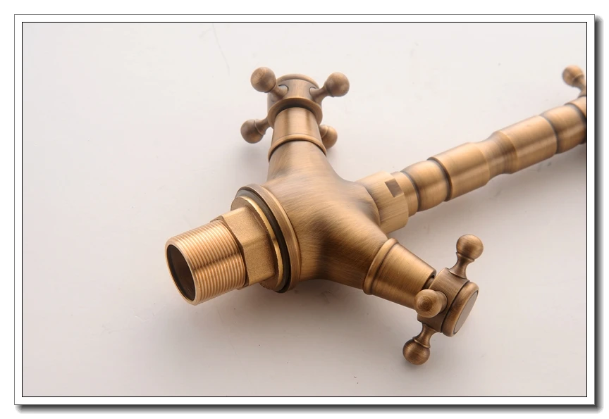 Vidric Deck Mounted Faucets Bathroom Basin Sink Mixer Tap Dual Handle Hot Cold Faucet Antique Bronze Copper Crane EL9121B