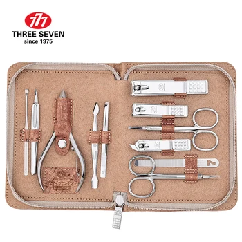 

THREE SEVEN 777 High Quality Carbon-steel Silver Manicure Set Nail Clipper Pedicure Cuticle Nipper 11 in 1 Luxury Kit NTS-1026