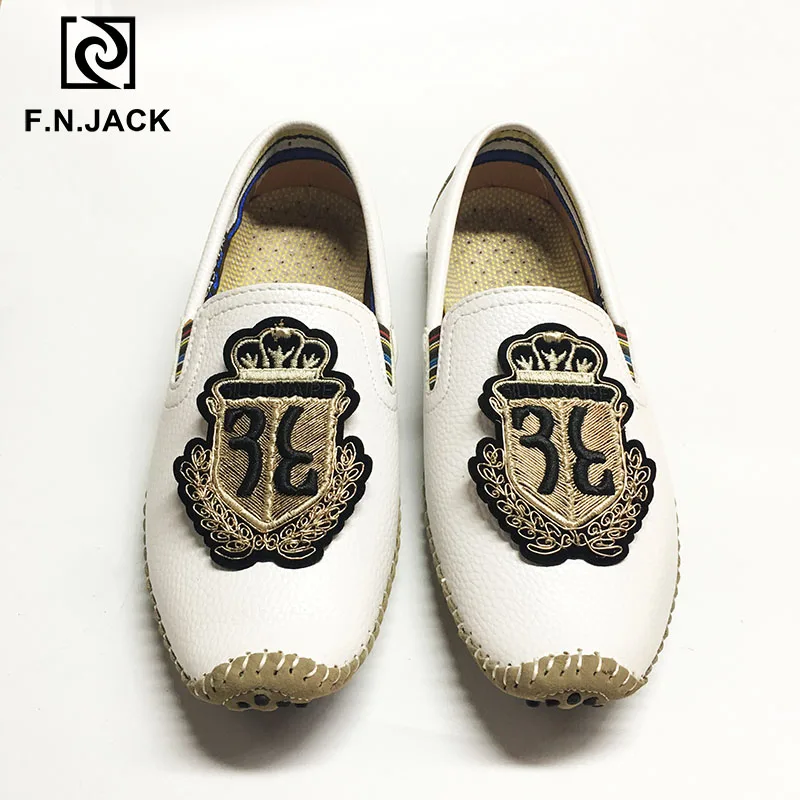 F. N. JACK/мужские лоферы, белая Повседневная резиновая мужская обувь, модная кожаная обувь для вождения и пешего туризма, большие размеры 46, 47, 48 - Цвет: 015
