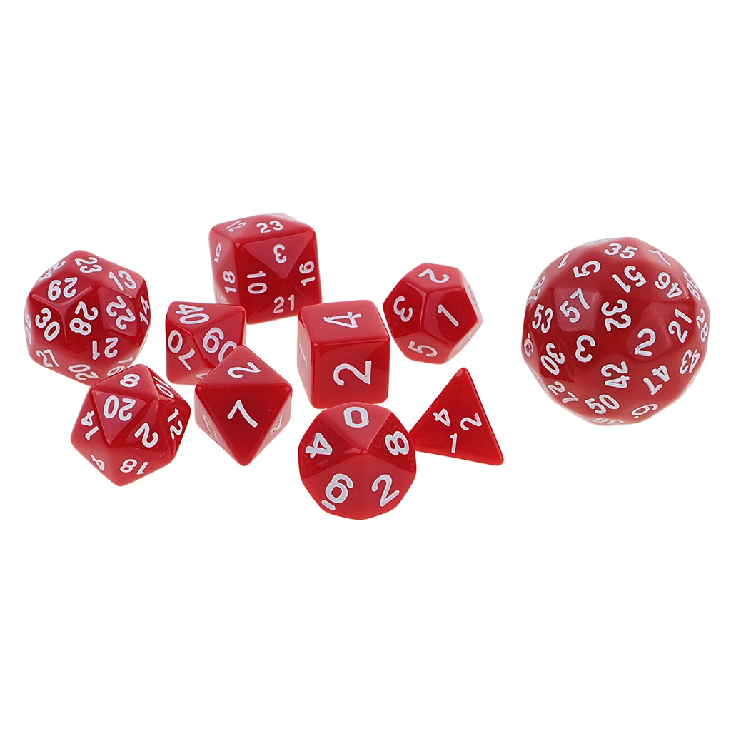 10pcs/Bag Polyhedral Dice Set for DND RPG Role Playing-D4, D6, D8, D10, D12, D20, D24, D3