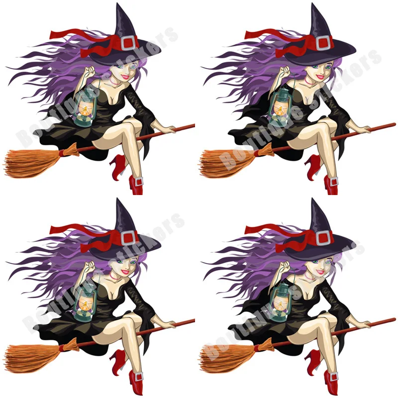 

4X Color Witch Funny Car Sticker Vinyl Decal Car Car Sticker for Car Bumper Window Car Decoration Racing Helmet Decal