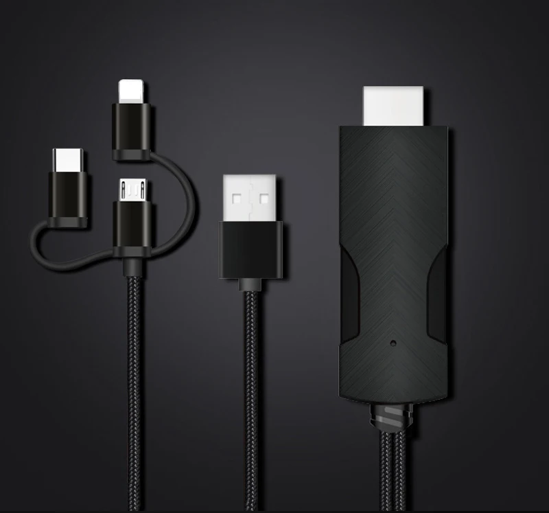3в1 экран зеркальный конвертер HDMI кабель видео адаптер Разъем для IPhone 6 7 8 11 IOS Micro usb type C Android телефон к телевизору