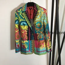 LuxuryDesign autumn winter new fashion women court style crown retro printed single breasted long sleeved suit coat blazer women