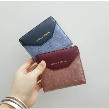 

Women's Wallet Diamond Lattice Patchwork Mini Slim Clutch Bag Multi Slots Credit Card Holder Retro Ladies Short Hasp Coin Purse