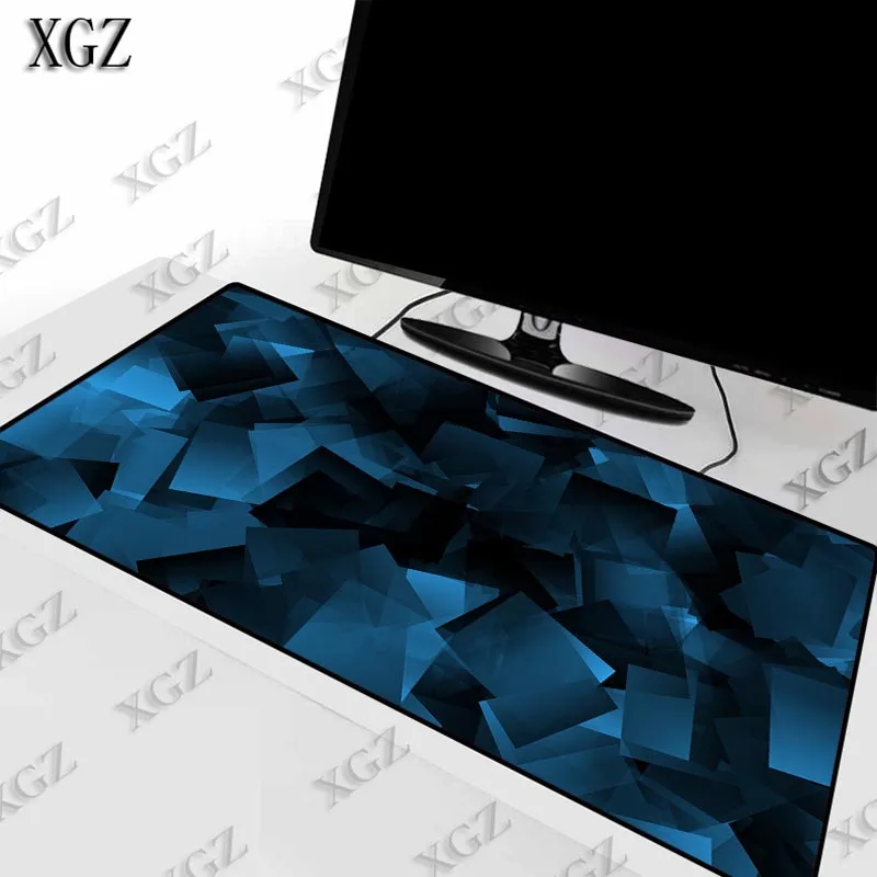 XGZ Blue Shapes Abstract Gaming Computer Gamer Mousepad Large Game Rubber Lock Edge Mouse Mat Anime Big Mause Pad for PC Laptop