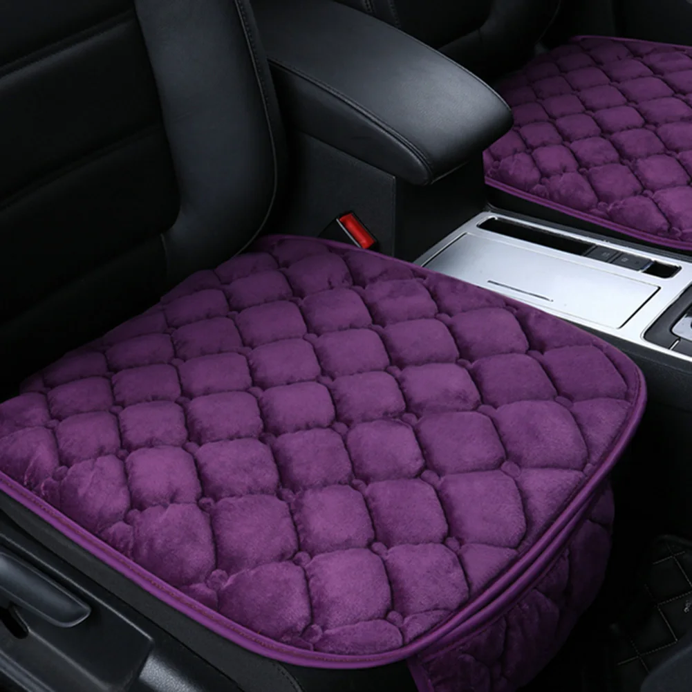 Purple Пушистая подушка для сиденья автомобиля без спинки, трехсекционная Однослойная подушка для сиденья, нескользящая и теплая короткая пушистая Подушка для стула - Название цвета: Purple