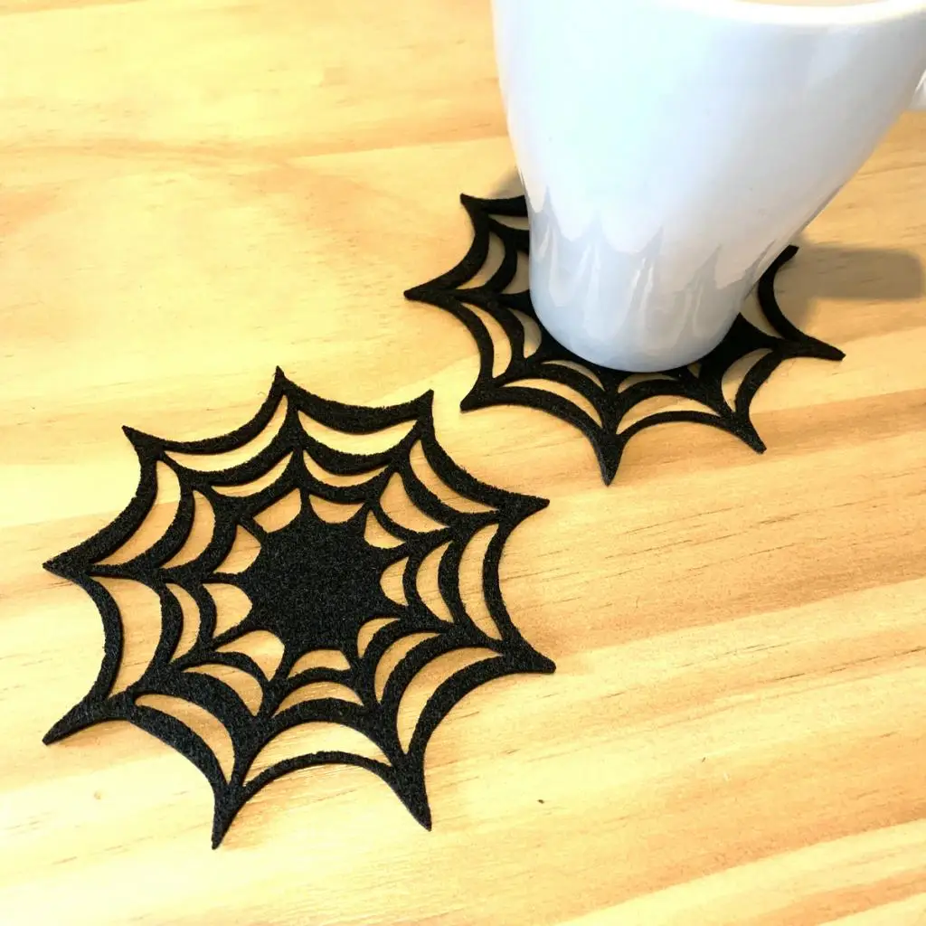 

Cup Mats, Non Woven Fabric Cup Coaster Spider Web Pattern Drinks Coaster Cup Mat for Halloween Party Ornaments