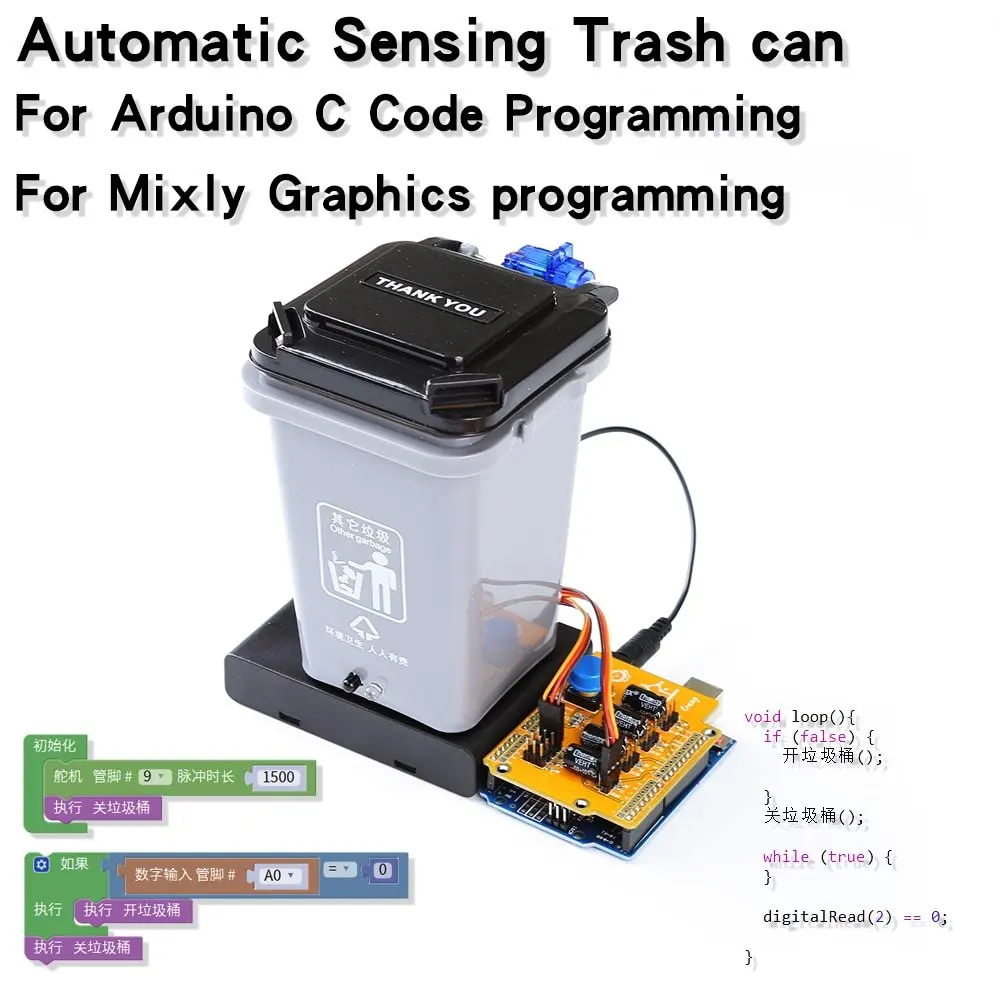 diy-arduino-kit-automatic-trash-can-robot-diy-kit-uno-r3-mixly-stem-education-children’s-programming-diy-kit-snar46