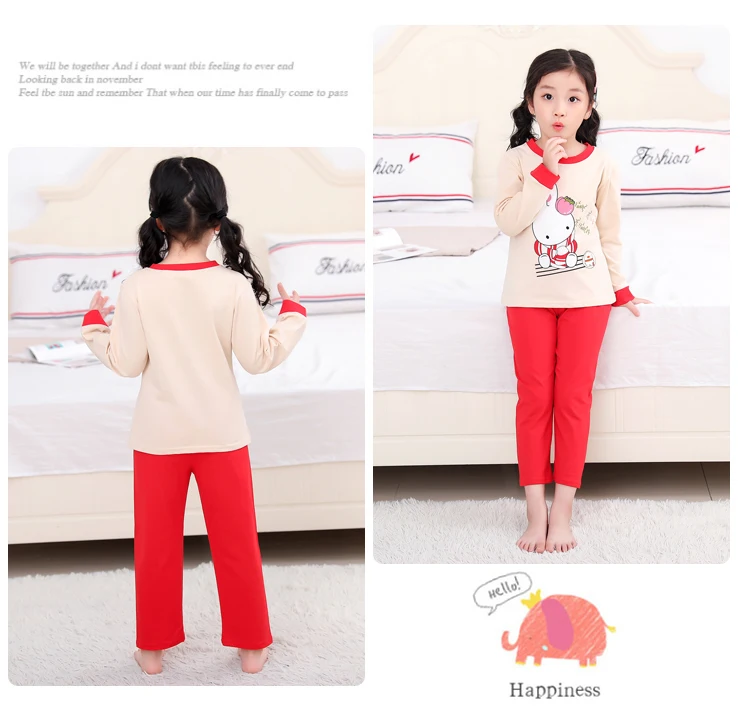 100 cotton pajamas for kids Baby Boys Sleepwear sets autumn Girls Long Sleeve Cartoon Pyjamas Children's home Clothes 3-13T