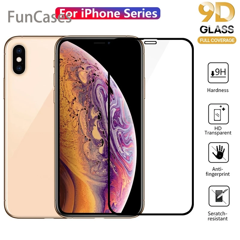 Защитное стекло с полным покрытием 9D для iPhone 11 Pro Max 6 6S 7 8 Plus X XR XS MAX Защитная пленка