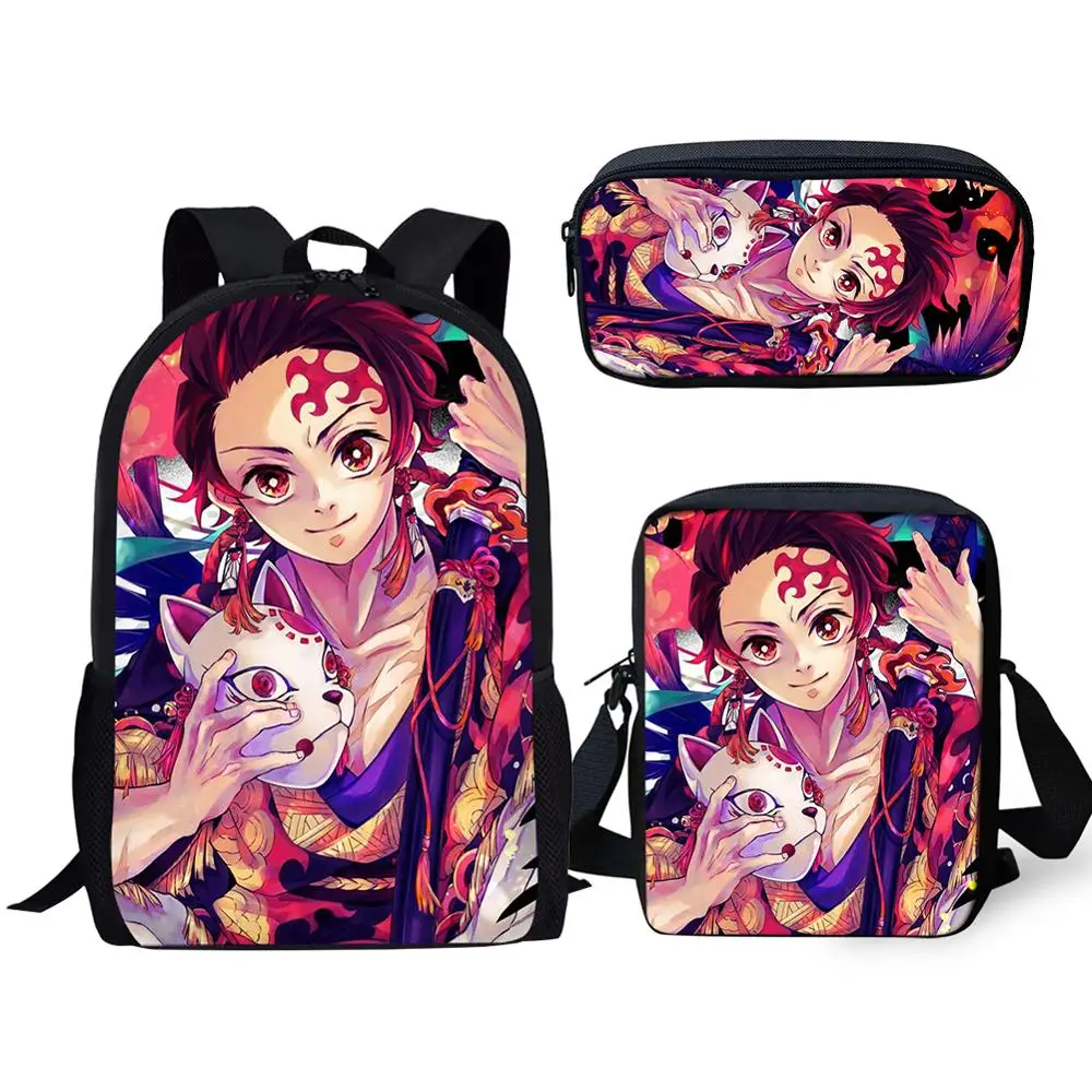 CDGX2093CEK 3PCs Set Children Backpack Demon Slayer: Kimetsu no Yaiba Kids School Bags Cartoon Design Primary Students Rucksack Knapsack - Цвет: CDGX2093CEK