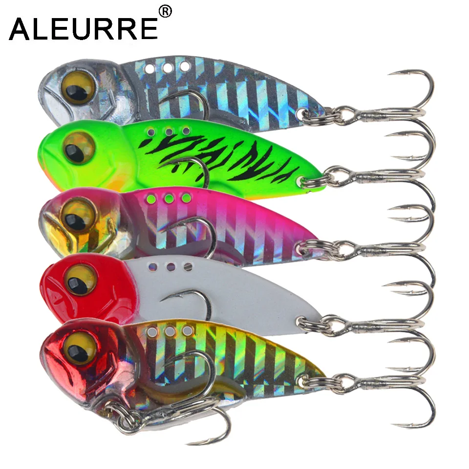 ALEURRE 3D глаза металл Vib Blade приманка 4 5 см/12 8 г Тонущая вибрационная искусственная