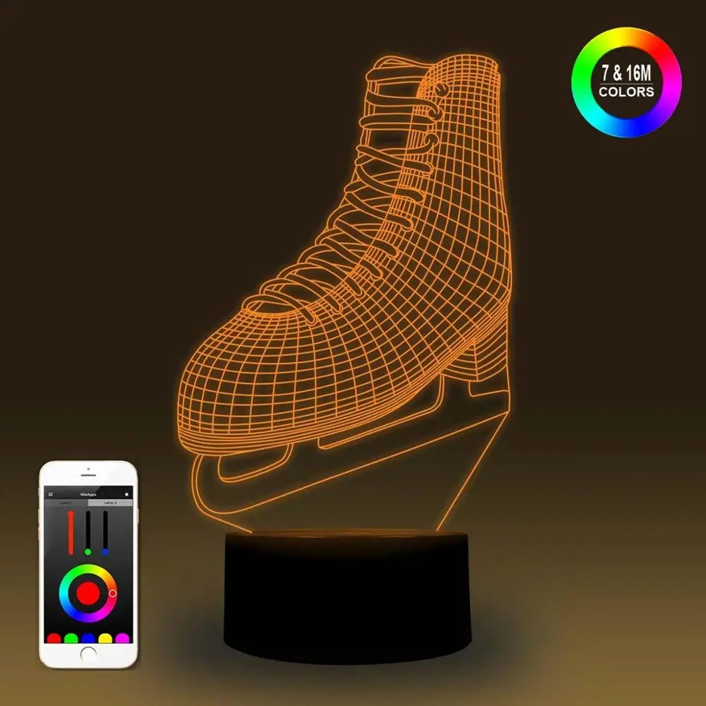 NiteApps 3D коньки для фигурного катания ночник настольная Иллюзия украшение лампа подарок на день рождения приложение/сенсорное управление