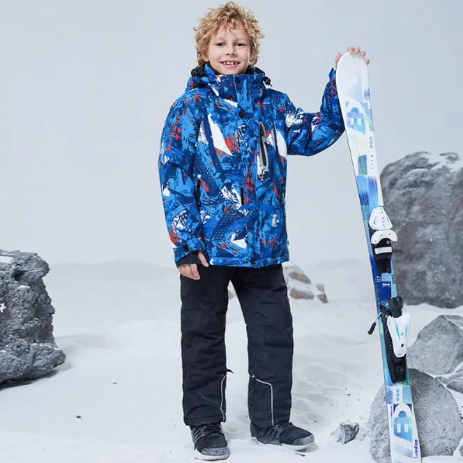 Kids Ski Suit Waterproof Warm Snow Jacket and Pants Thicken Winter Ski Snowsuit for Boys Skiing Snowboarding Outdoors