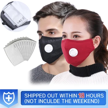 

50PCS Cotton Masks PM2.5 Face Mouth Mask with 2 Activated Carbon Filters for Men Women