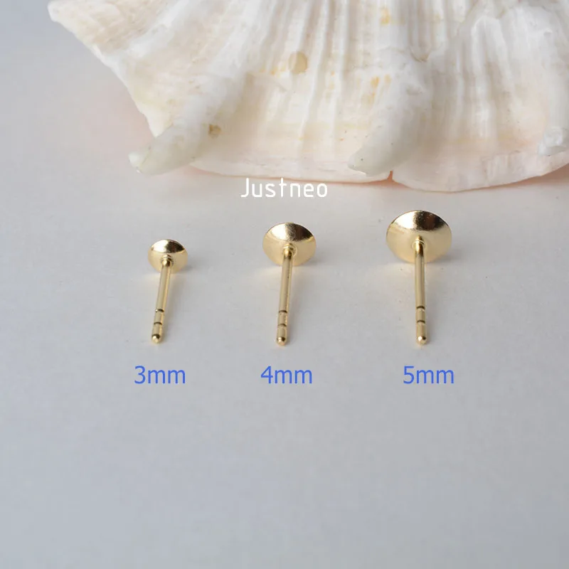 18 k Золотые AU750 earstuds с шариком Шапки, Подлинная 18 каратного золота столбы для полуполых жемчужные серьги-гвоздики в виде бусинок "сделай сам"