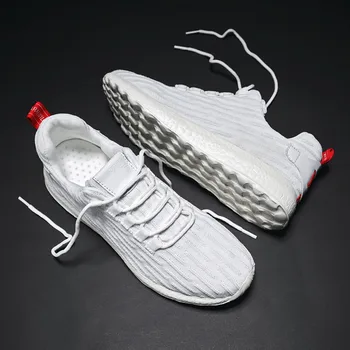 

2020 Spring Black White Sneakers for Men Light Running Shoes Big Size knit Breathable Walking Fitness Sneakers Men Soft krasovki