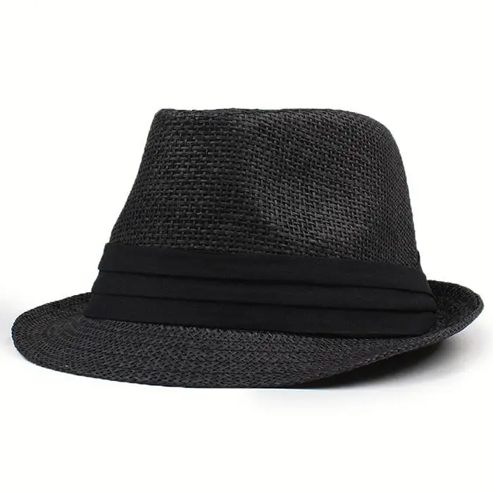 Unisex Fashion Jazz Style Beach Sun Cap 46cm/18.1inch Straw Belt Floppy Sun Solid 4.5cm/1.8inch Hat