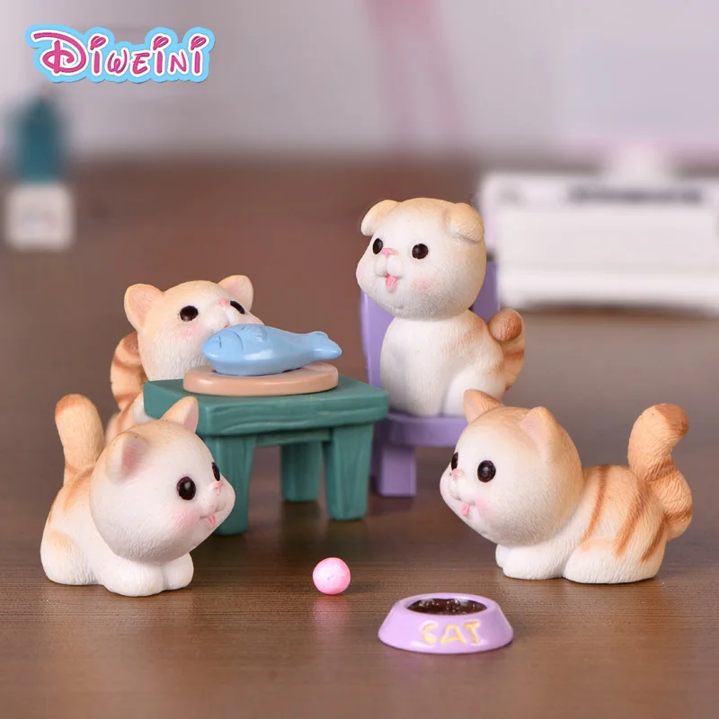 

Экшн-фигурка котенка из смолы мультяшная модель животных, фигурка для DIY торта на день рождения, украшение для кухни, кукольный домик, подаро...