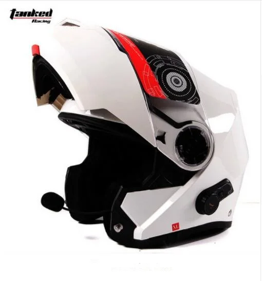 Tanked Racing T270B moto rcycle шлем с Bluetooth флип-ап moto cross двойная гарнитура домофон система бездорожья безопасности шлемы