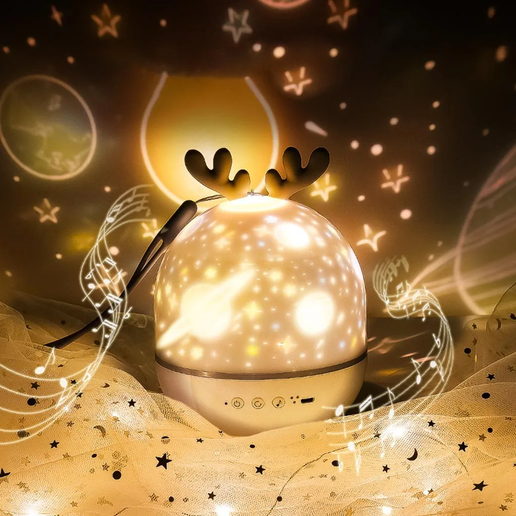 Настольные лампы в форме лося светодиодная лампа для проекции вращающаяся