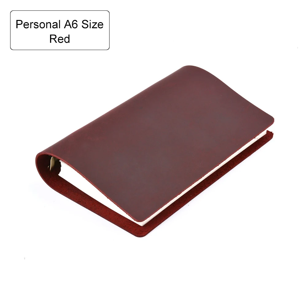 Personal A6 Red Горячая Распродажа, классическое кожаное связующее кольцо, записная книжка А5, А6, А7, настоящая кожаная обложка, пули, дневник, блокнот, планировщик, канцелярские принадлежности - Цвет: Personal A6 Red