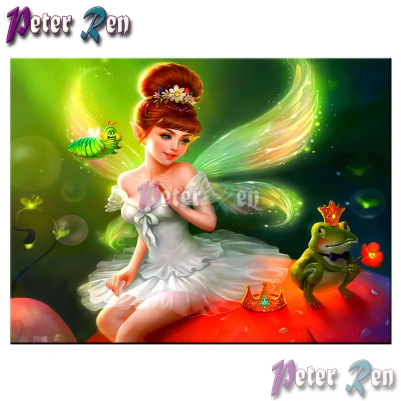 

5d Cartoon girl and frog prince diamond Painting Cross Stitch Square\Round Embroidery Rhinestone picture Home Decoration gift