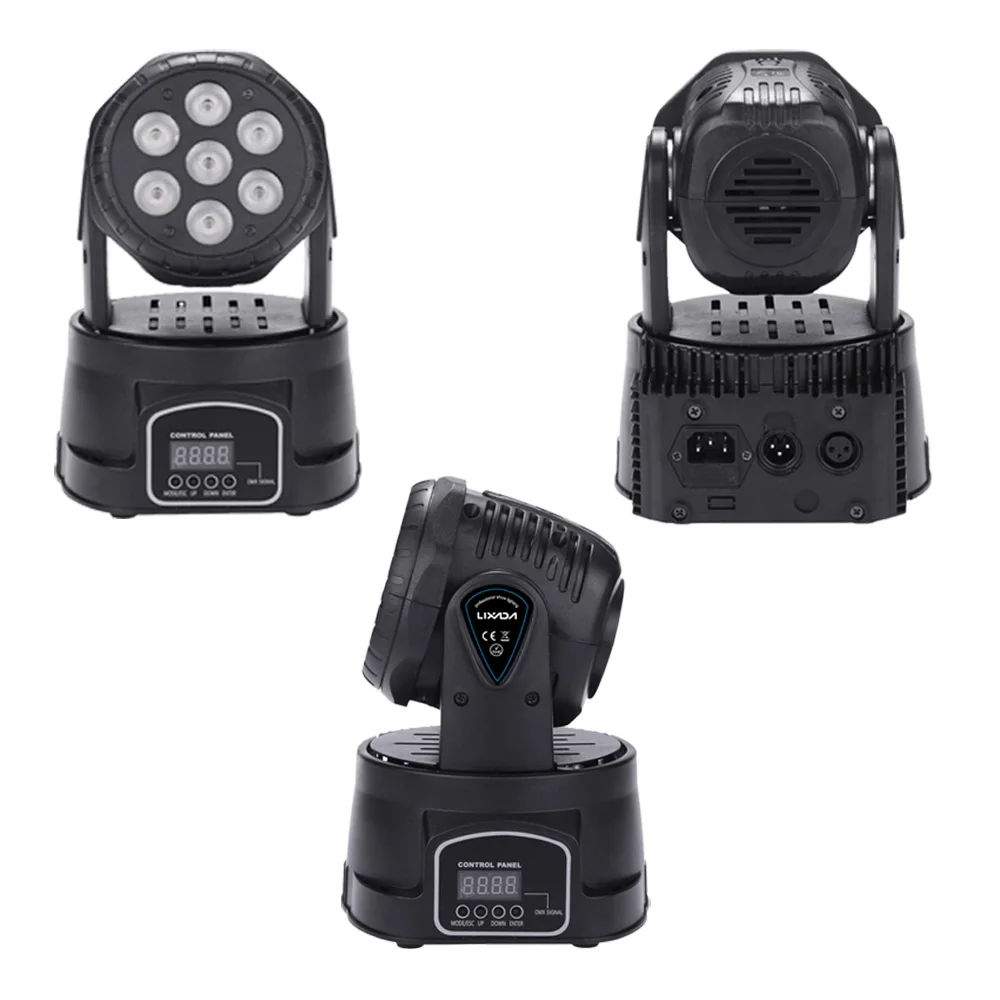 7LED 105W RGBW 9/14 Channel DMX512 мини-светильник с вращающейся головкой для сценического освещения, лампа для дискотеки в помещении, KTV, Клубные, вечерние, рождественские