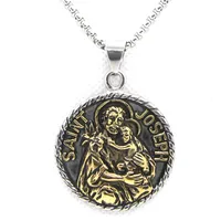 Rany&Roy Newest Golden Silver Color SAINT JOSEPH Pendant 316L Stainless Steel Band Party Saint Cool Pendant 2