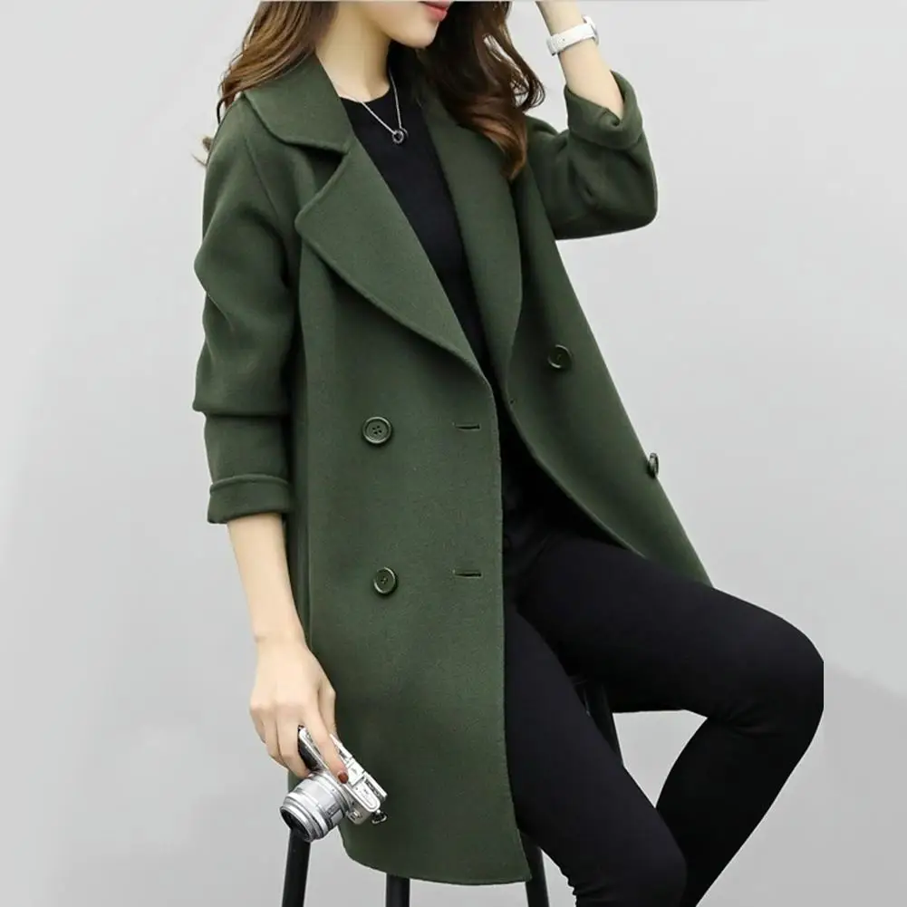 

Women Wool Blend Warm Long Coat Plus Size Female Slim Fits Lapel Woolen Overcoat Autumn Winter Cashmere Outerwear manteau femme
