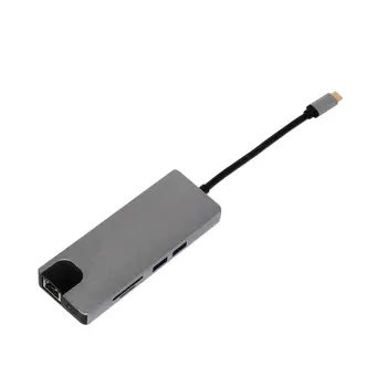 

8 In 1 Type C to 2USB SD Micro SD LAN VGA HDMI USBC Adapter Hub Extend PD Charge Dock 1000 Mbps Rj45 OTG Display