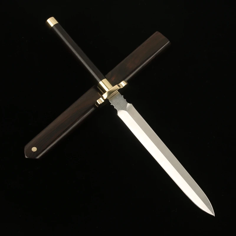 Ручная работа D3 косплей мини-меч VG10 лезвие с эбеновым деревянным Saya меч ангела