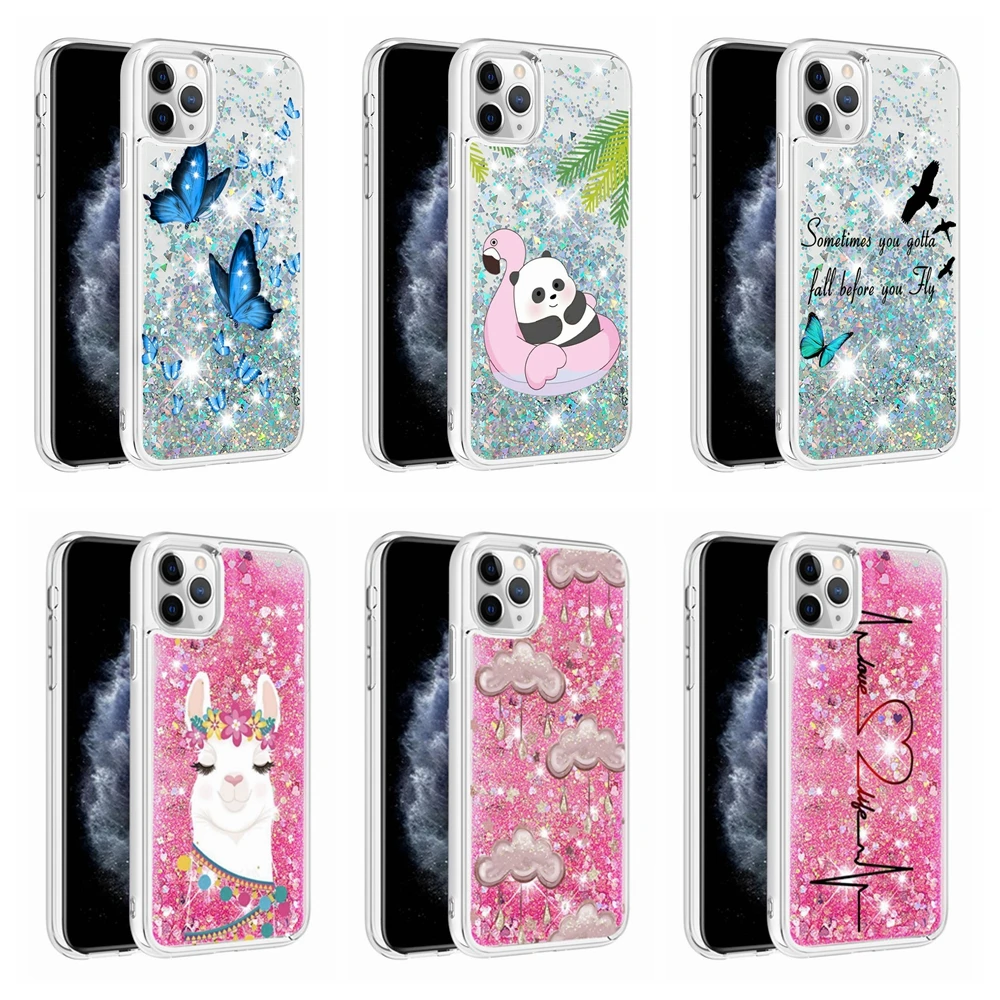 

for funda iPhone 11 Pro 12 Max Case Glitter Dynamic Butterfly Phone Cover on for Etui iPhone SE 2020 X XR XS 7 8 6 6S Plus Cases