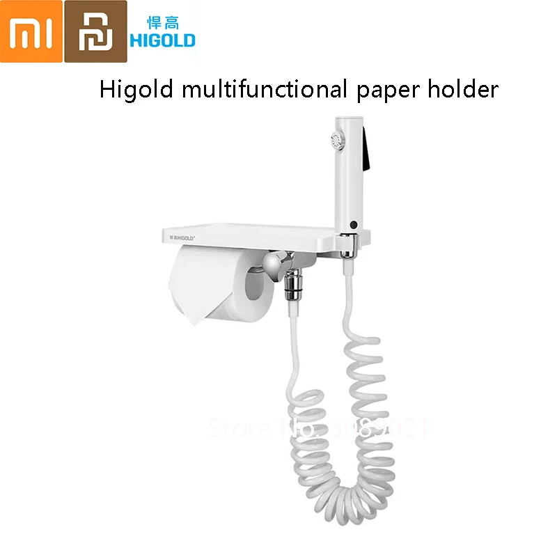 

Higold Multi-function Tissue Rack Roll Paper Holder with Spray Head Wall Mount Toilet Organizer from Xiaomi Youpin