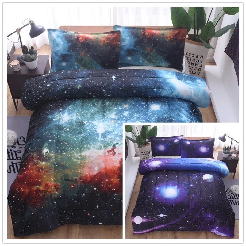 

Starry Sky Quilt Core Pillow Three Piece Set Full Mandala Exotic Multi Elephant Boho Quilt Bedding Bag Sets Universe Bedding