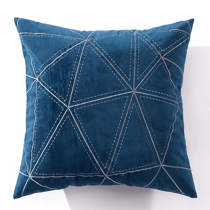 LOVO вельветовый чехол для подушки изысканная вышивка декоративная наволочка для дивана домашнее автокресло 45*45 см - Цвет: Blue