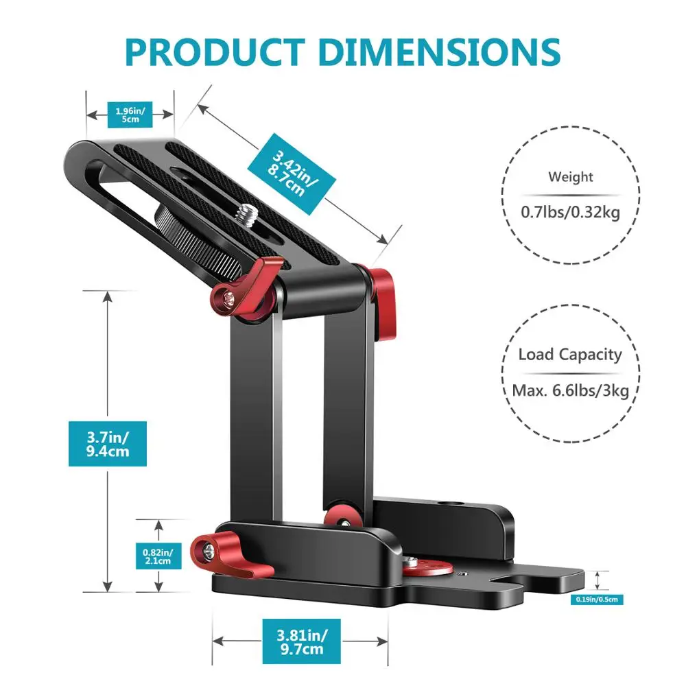 Neewer Upgraded Z-Flex Tilt Head Z Type Tripod Head with 4 Adjust/Fixing Knob, Quick Release Plate and Spirit Level for Tripod