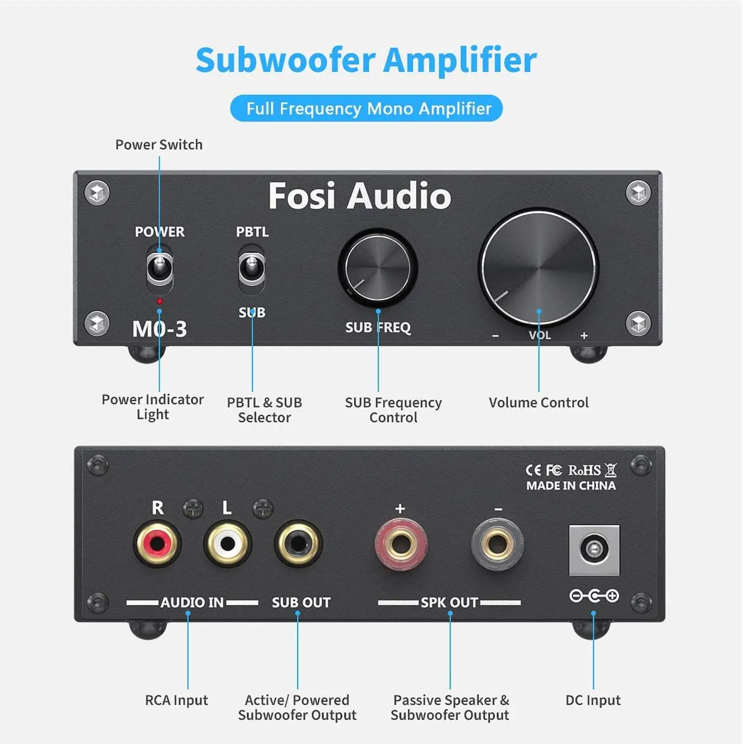 Fosi Audio M03 Amplifier Subwoofer Daya 