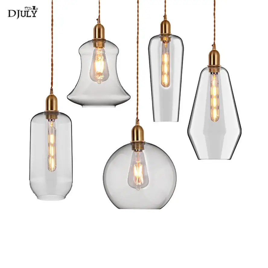 Американский Ретро прозрачный стеклянный минимализм подвесные светильники