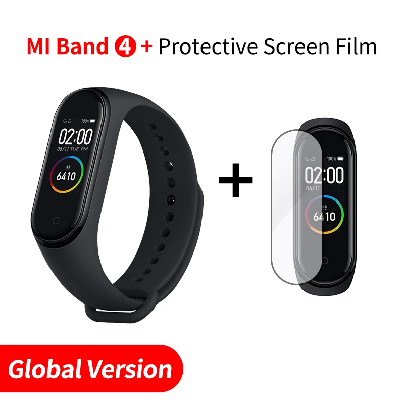 Xiaomi mi Band 4 Smart mi band 3 Цвета экран Браслет фитнес-трекер для измерения сердечного ритма Bluetooth 5,0 водонепроницаемый банда4 - Цвет: EN Add Screen Film