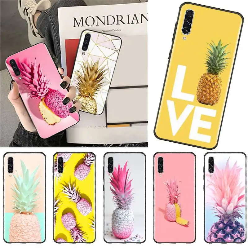 Yellow Pineapple Pink Silicone Phone Case For Samsung A40 A50 A51 A71 A20E A20S S8 S9 S10 S20 Plus note 20 ultra 4G 5G | Мобильные