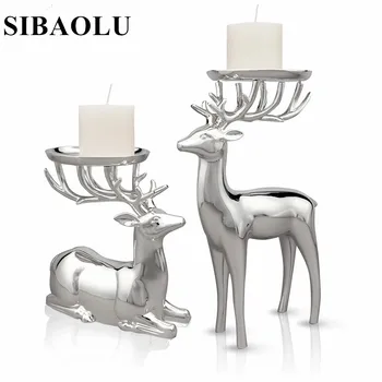 

Europe Style Deer Shape Metal Candle Holder High End Silver Plated Candelabra Modern Wedding Home Decoration Silver Candle Stand